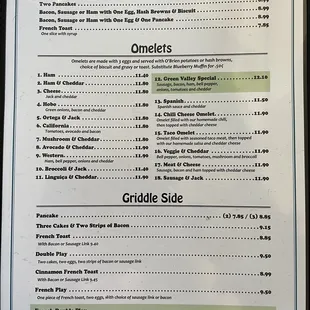 the breakfast menu