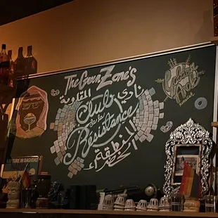 a chalkboard with a menu on it