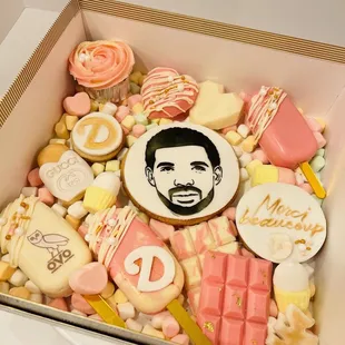 a box of cookies and cookies