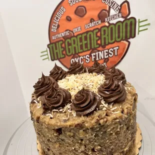 a cake with chocolate frosting
