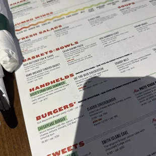 a menu for burgers and sandwiches