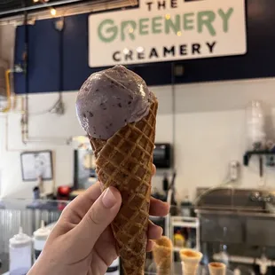 a hand holding an ice cream cone