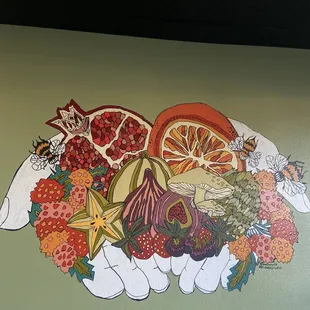 a mural of fruits and vegetables