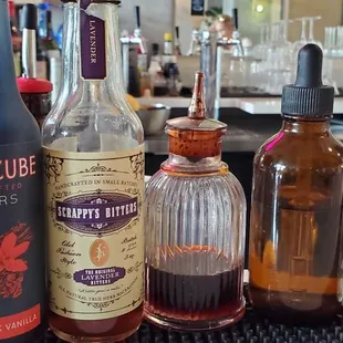 a variety of bottles of alcohol