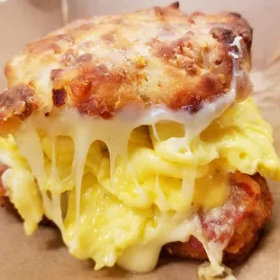 Bacon Cheddar Biscuit w/ scrambled egg, havarti