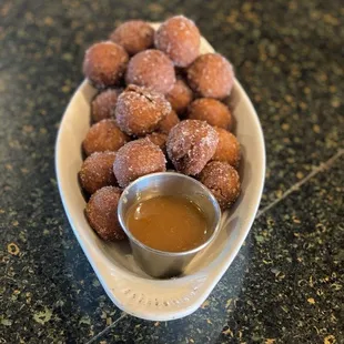 Donut Holes with Caramel dipping sauce