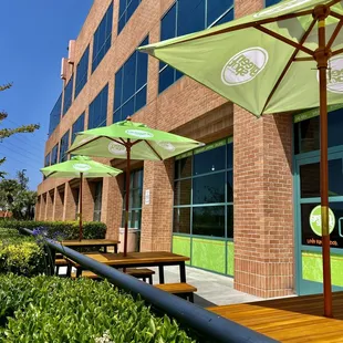 tables and umbrellas