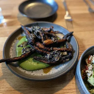 Roasted carrots, green goddess, toasted sesame chili ($15)