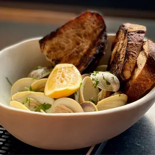 Roasted little neck clams. Photo by Oanh McClure.