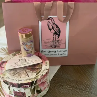 24 count boxed tea assortment and lavender sugar.