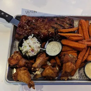 Ribs and Wings combo.  Very good