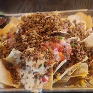 Nacho appetizer with beef