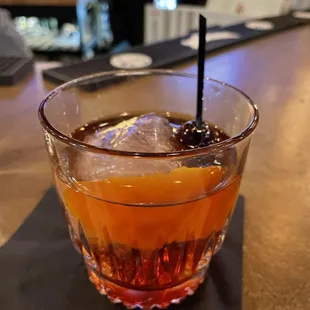 Rye Manhattan on a rock