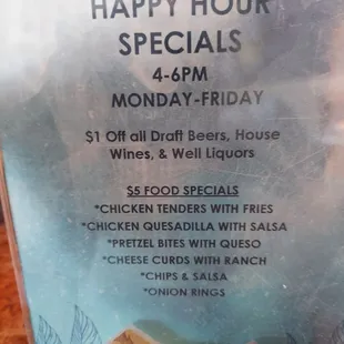 a happy hour specials