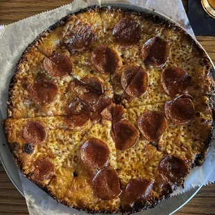 Burned Pepperoni pizza