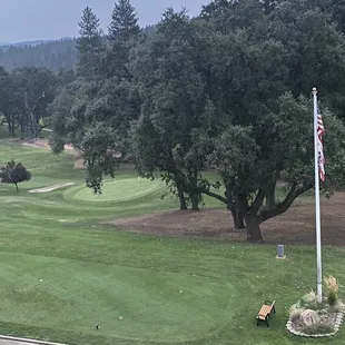 Patio view overlooking golf course.