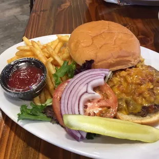 Burger and fries