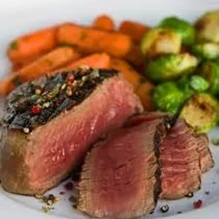 a steak and vegetables