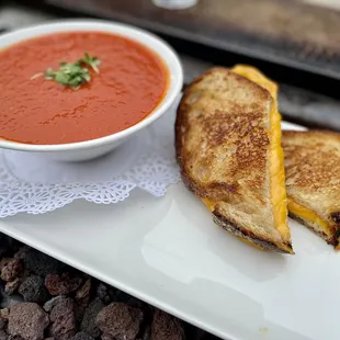 Roma Tomato Soup with Grilled Cheese Sandwich hit the spot!!