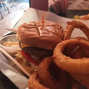 Great burger and very tasty onion rings. I little hard to get to right now with construction but definitely worth the effort.