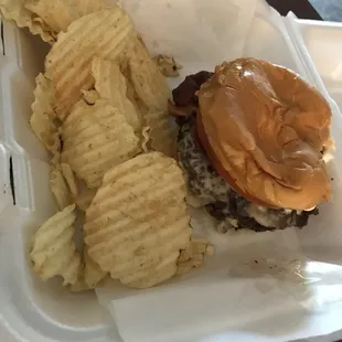 Burger add Swiss, bacon and tomato