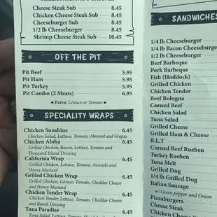 a menu for a restaurant