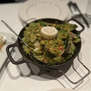 a pan of guacamole