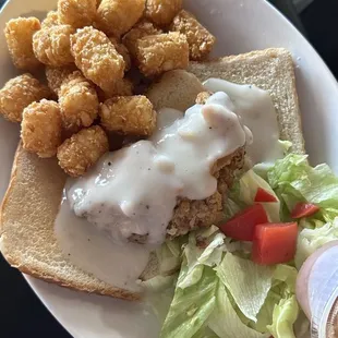 fried steak and tots