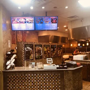 Lobby cash register area of restaurant.