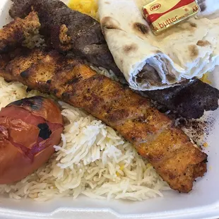 Beef and chicken koobideh kabobs $9