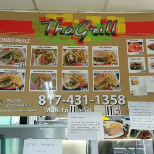 Menu. Did not know tortas we're on it. Next time. Note the $0.59 price increase on all meals.
