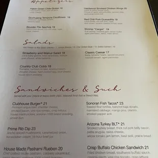 Lunch menu