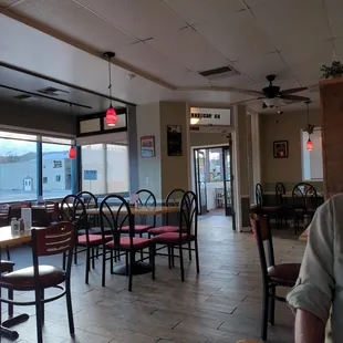 Inside, 10+ tables.  Lots more tables outside on either side.