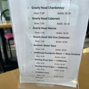 Wine list
