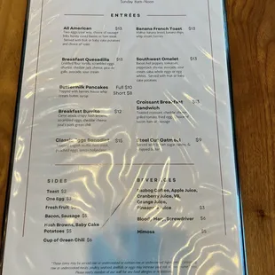 menu