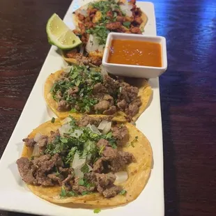 2 Asada Tacos and 2 Al Pastor Tacos