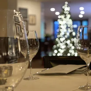 a christmas tree in the background