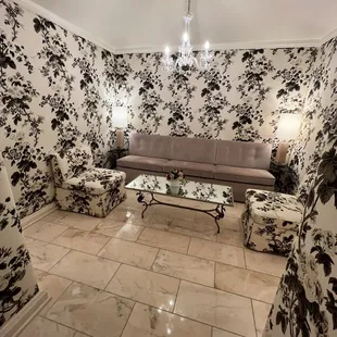 a black and white floral wallpaper