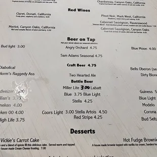 Drink menu