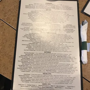 menu