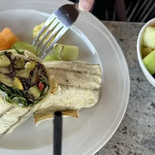 Mediterranean Wrap with a side of fruit