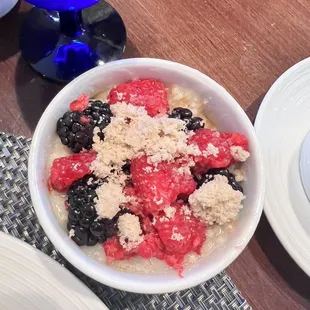 Oatmeal with berries and brown sugar