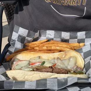 Philly cheese steak sandwich