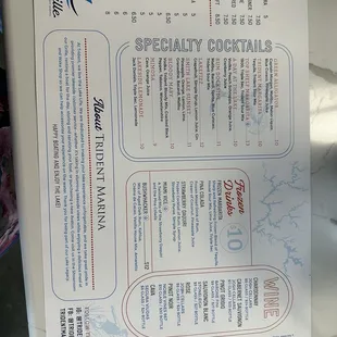 Drink menu