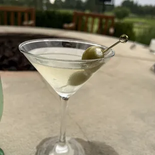 Dirty Gin Martini with Bleu Cheese stuffed olives