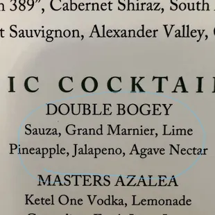 Double Bogey cocktail