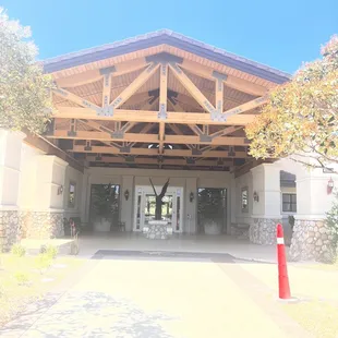 the front entrance of a building