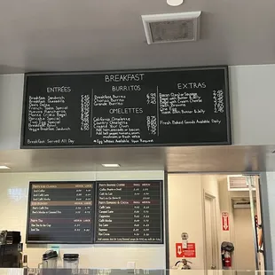 menus on the wall of a restaurant