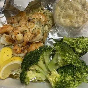 Grilled shrimp dinner