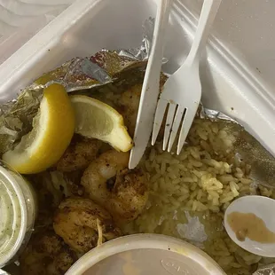 Rice &amp; grilled shrimp!! Delicious